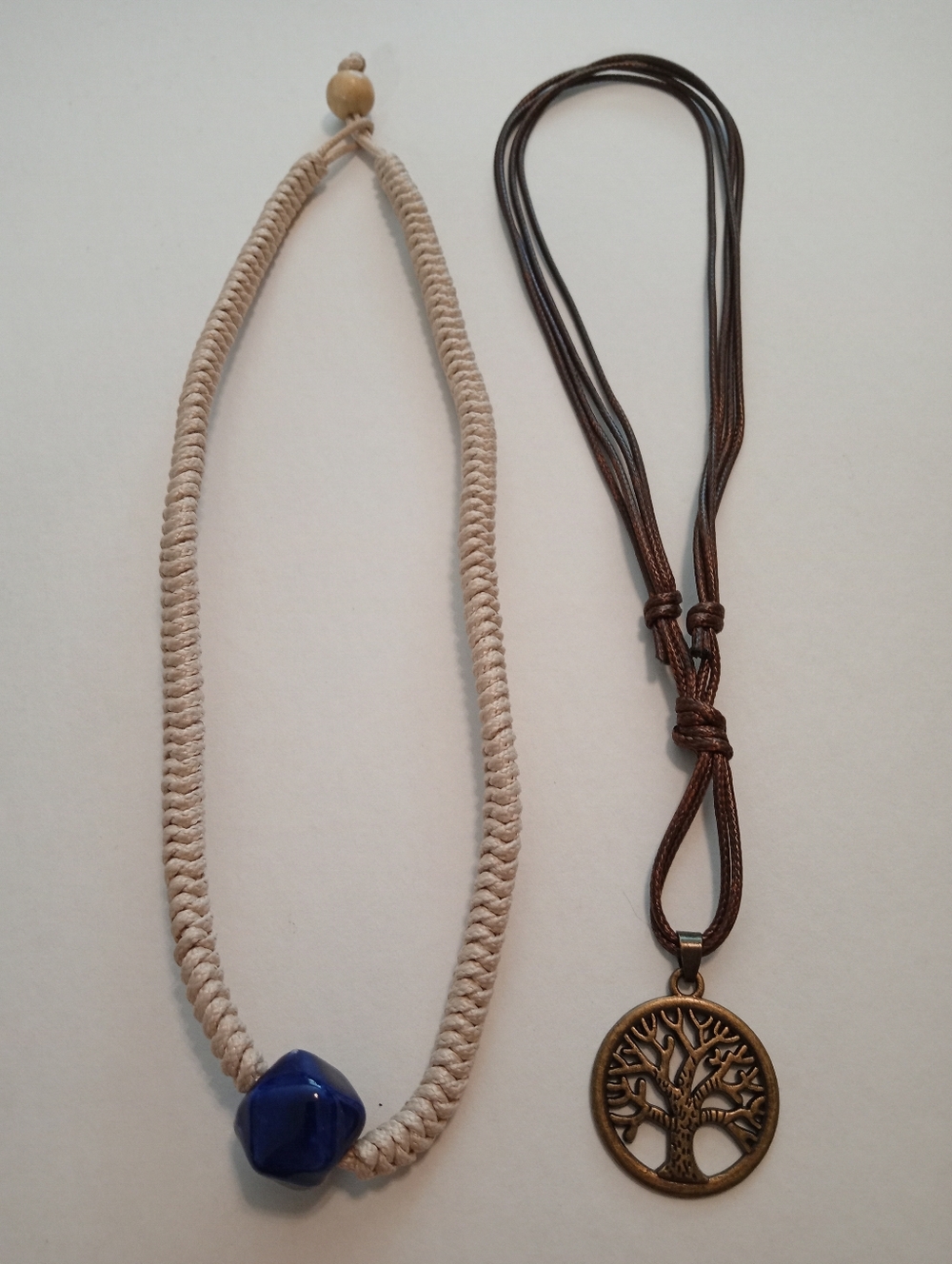 #1168.  2 Piece Tree Of Life & Blue Ceramic Beaded Necklace Bundle